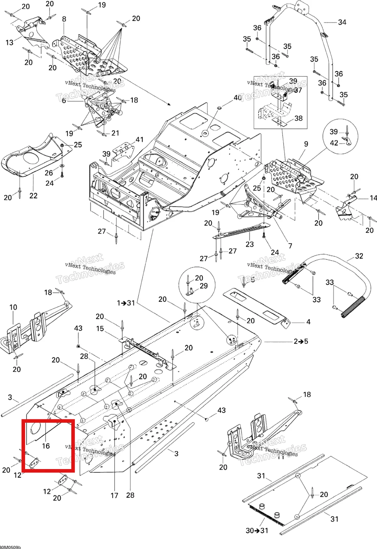 Деталь 518323193 на схеме узла 2005 Ski-Doo Legend V-1000 Frame, 1 Passenger Seat