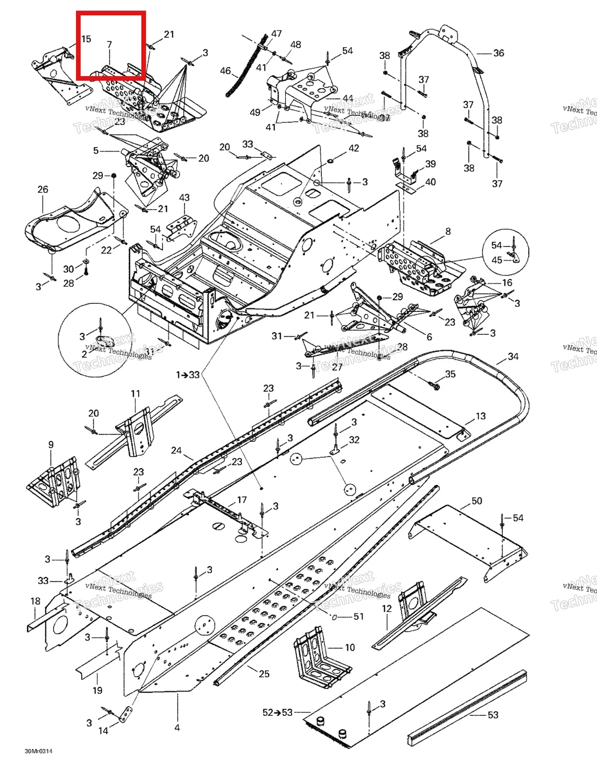 Деталь 518323255 на схеме узла 2003 Ski-Doo Summit 600 HO/700/800 HO Frame And Accessories