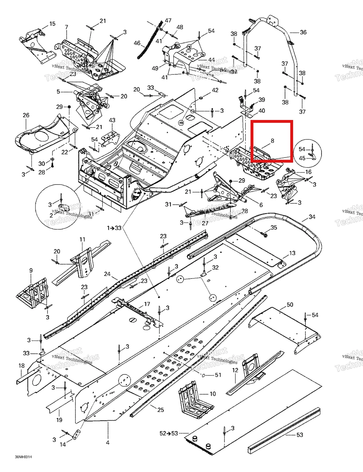 Деталь 518323256 на схеме узла 2003 Ski-Doo Summit 600 HO/700/800 HO Frame And Accessories