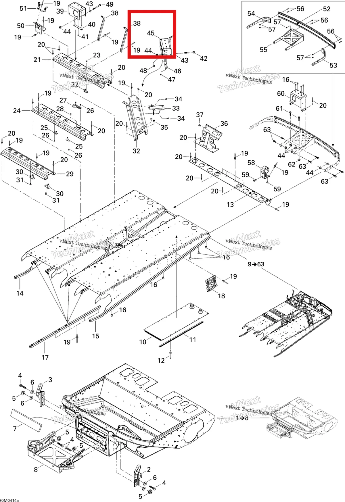 Деталь 518323305 на схеме узла 2004 Ski-Doo Elite 1500 1st Edition Frame
