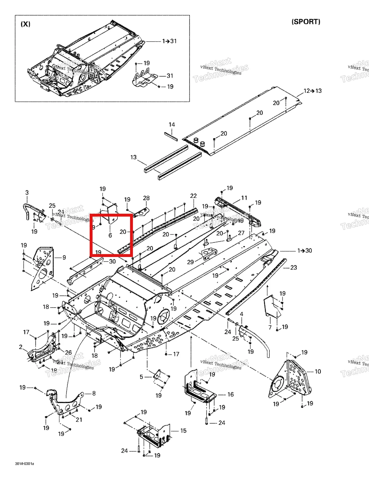 Деталь 518323348 на схеме узла 2003 Ski-Doo MX Z Rev 600 HO/800/007 Special Edition Frame