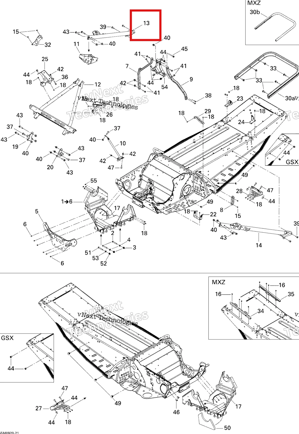 Деталь 518323352 на схеме узла 2009 Ski-Doo GSX Fan Frame And Components