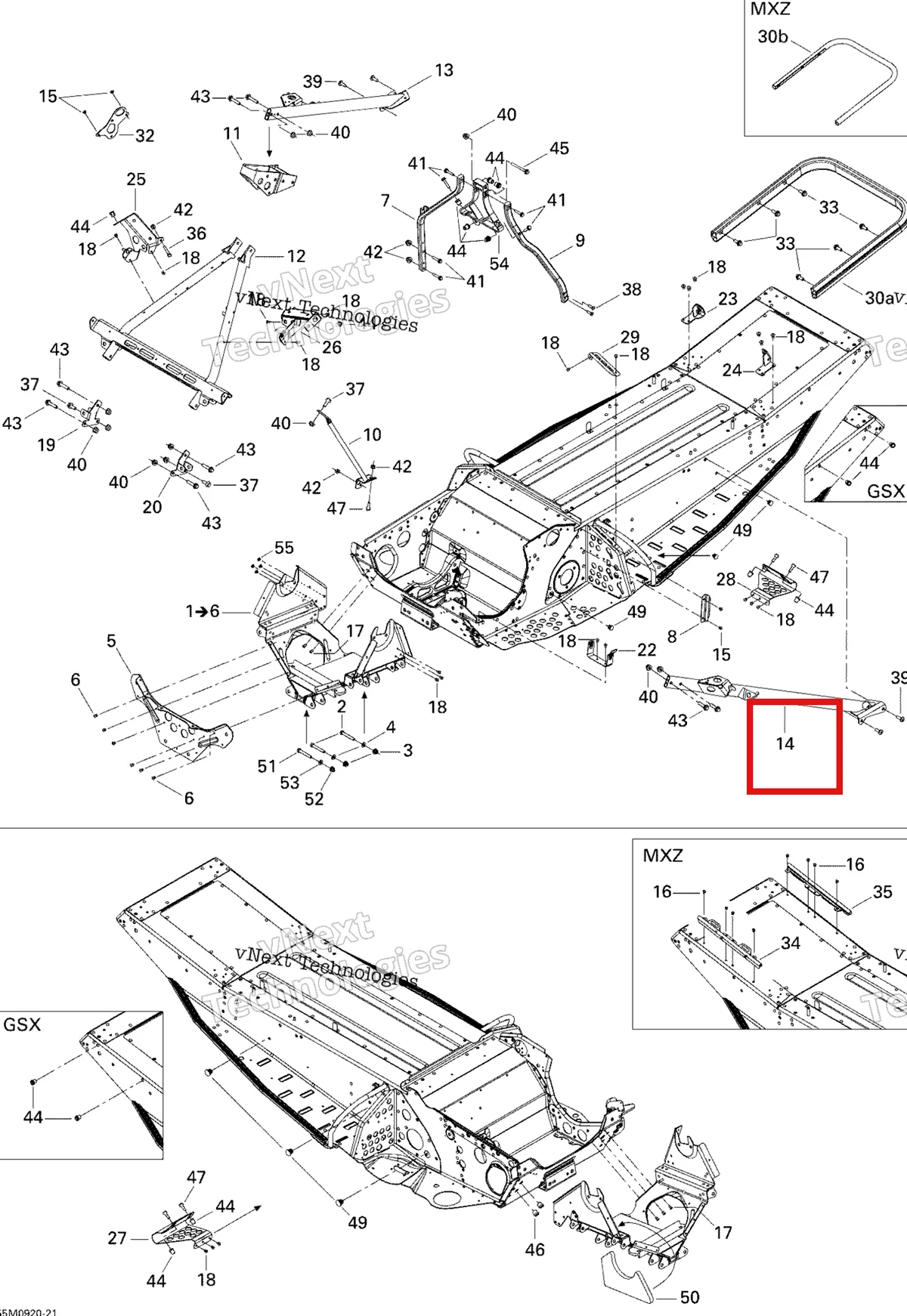 Деталь 518323354 на схеме узла 2009 Ski-Doo GSX Fan Frame And Components