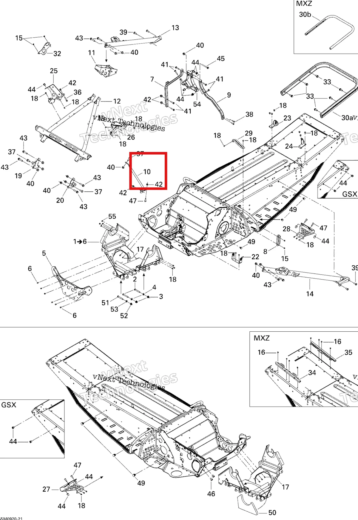 Деталь 518323472 на схеме узла 2009 Ski-Doo GSX Fan Frame And Components