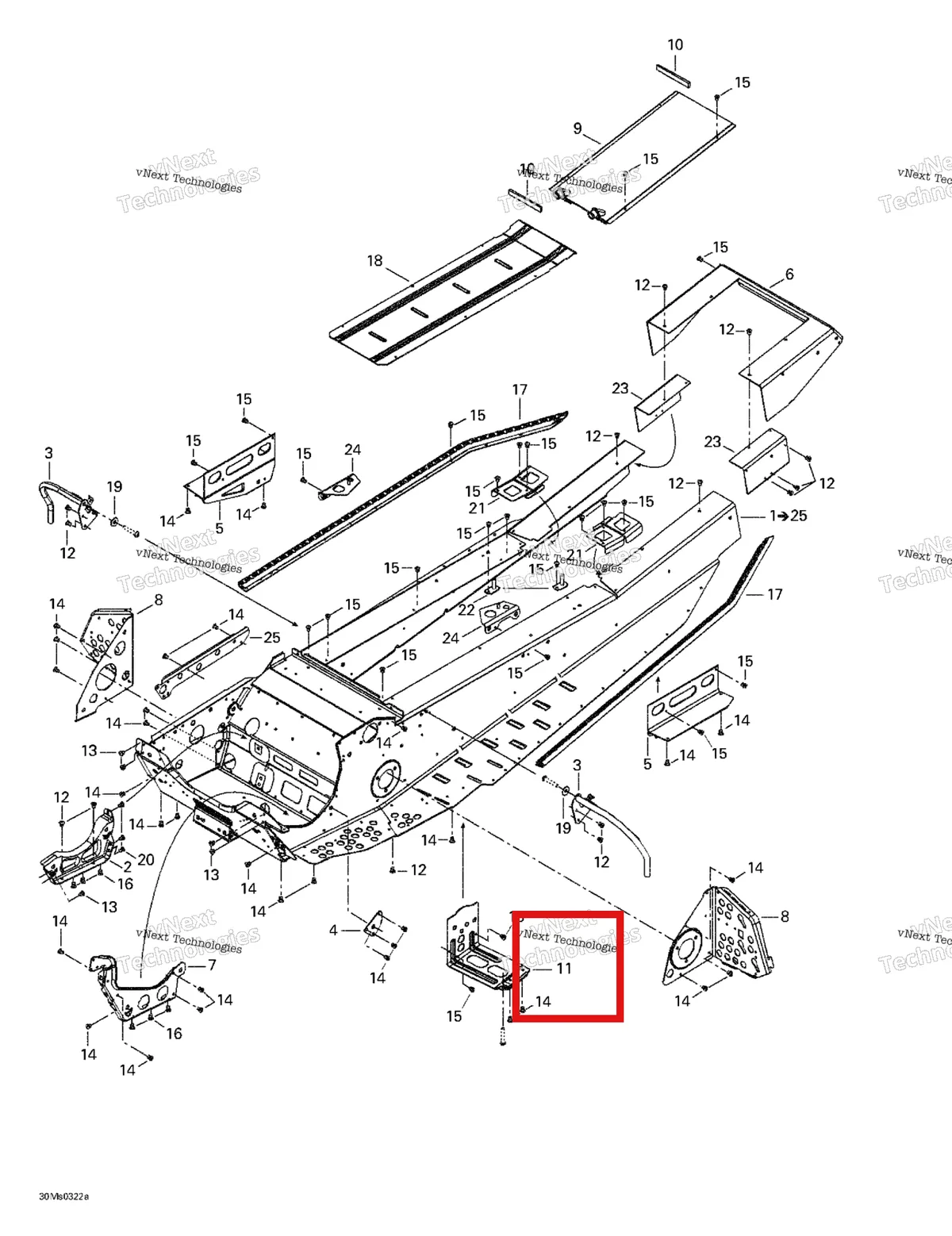 Деталь 518323525 на схеме узла 2003 Ski-Doo Summit X 800 HO Frame