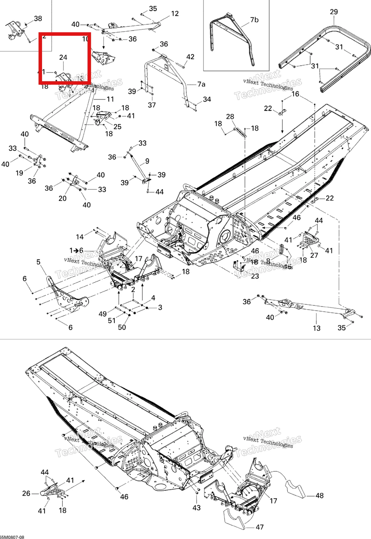Деталь 518323535 на схеме узла 2008 Ski-Doo GTX LTD 600 HO SDI Frame And Components Ltd