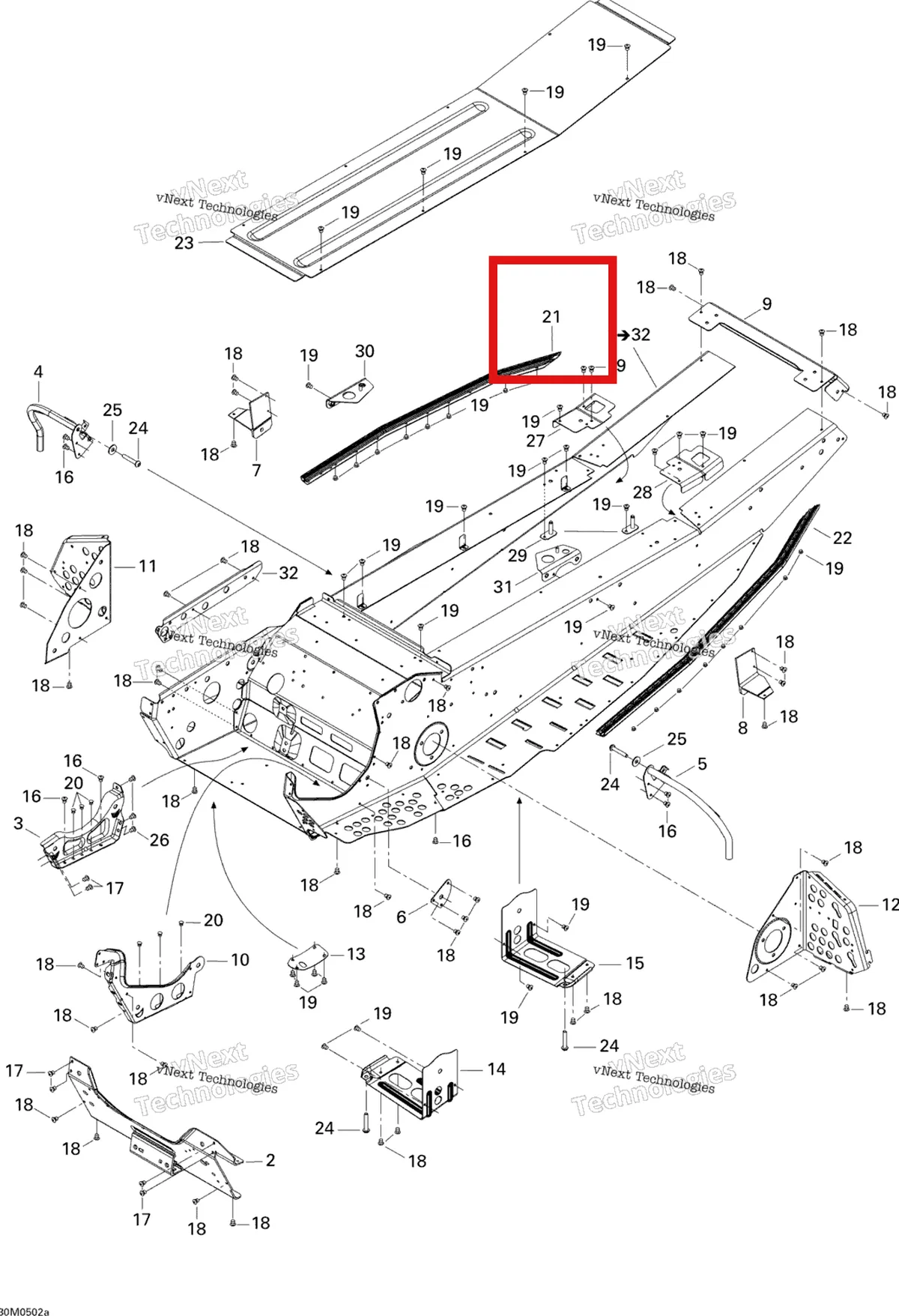 Деталь 518323551 на схеме узла 2005 Ski-Doo GSX 380F Frame