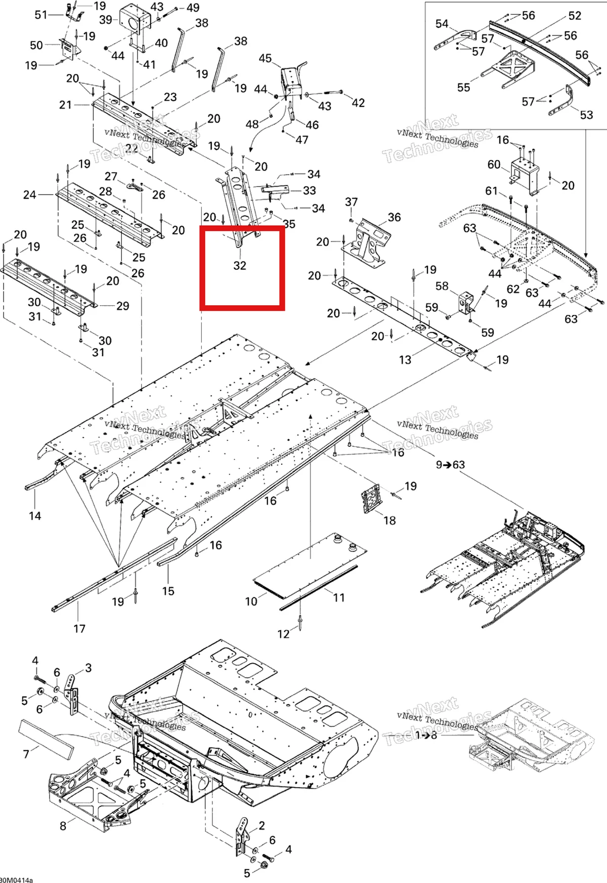 Деталь 518323562 на схеме узла 2004 Ski-Doo Elite 1500 1st Edition Frame