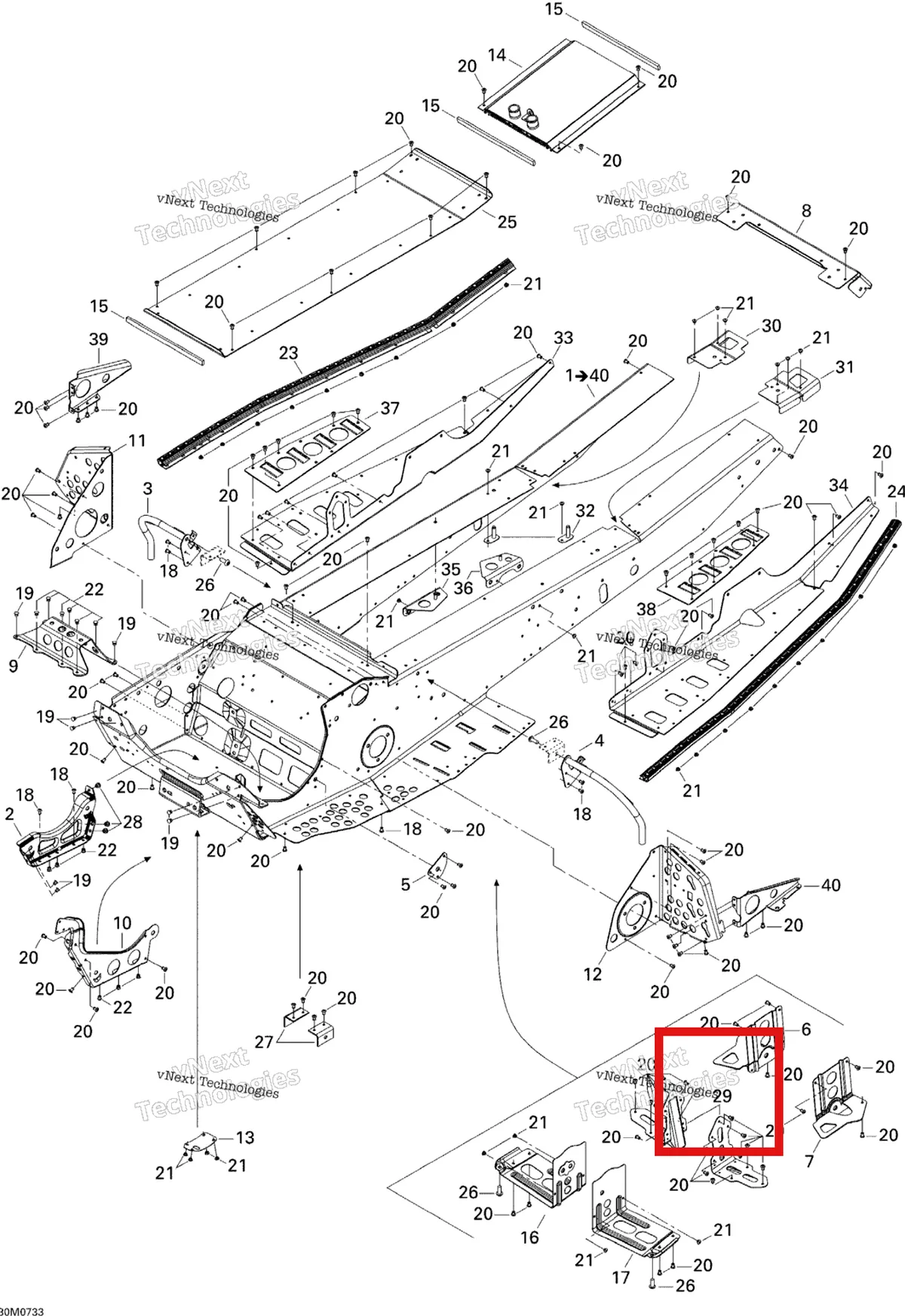 Деталь 518323578 (Спинка) на схеме узла 2007 Ski-Doo MX Z 440X Racing Frame