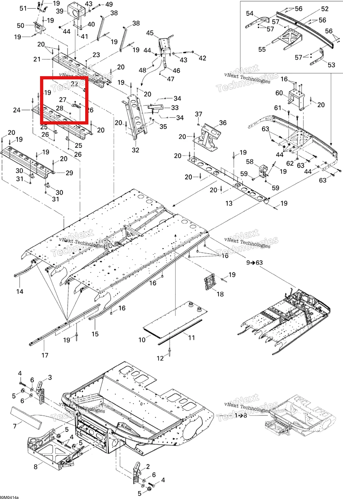 Деталь 518323680 на схеме узла 2004 Ski-Doo Elite 1500 1st Edition Frame