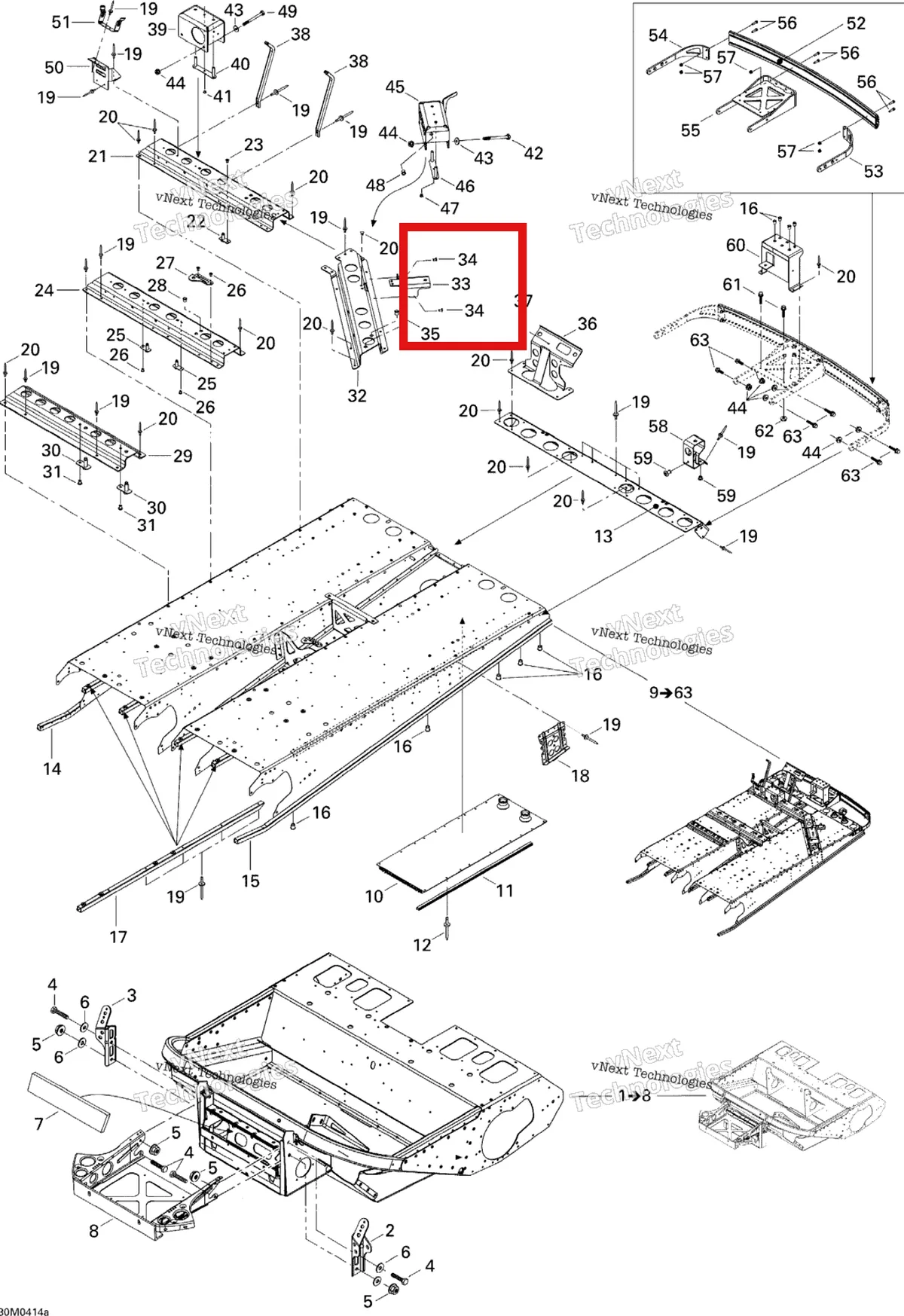 Деталь 518323702 на схеме узла 2004 Ski-Doo Elite 1500 1st Edition Frame