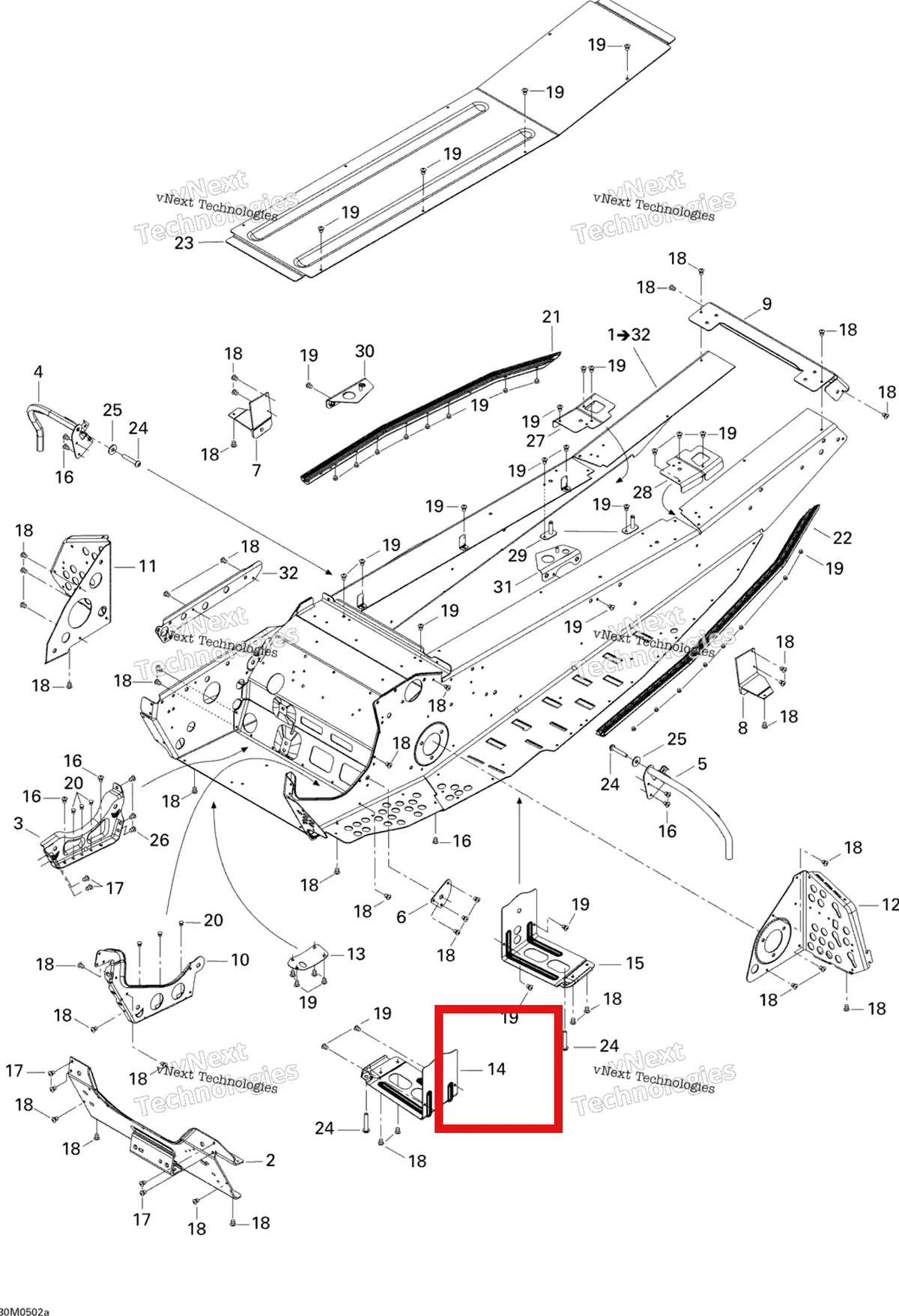 Деталь 518323753 на схеме узла 2005 Ski-Doo GSX 380F Frame