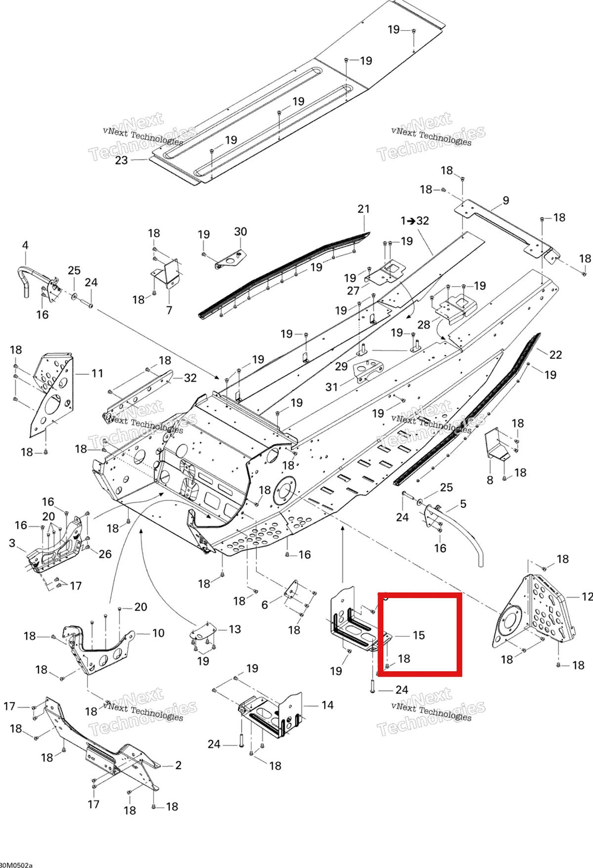 Деталь 518323754 на схеме узла 2005 Ski-Doo GSX 380F Frame