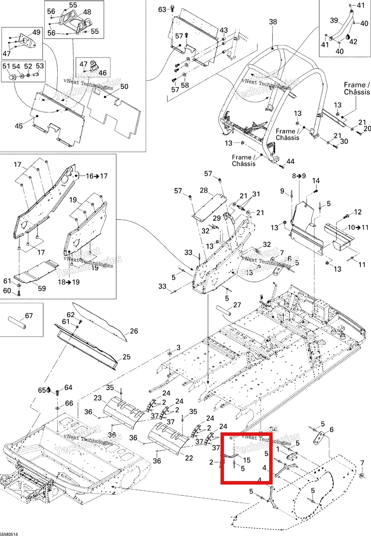 Деталь 518323784 на схеме узла 2004 Ski-Doo Elite 1500 2nd Edition Frame And Components