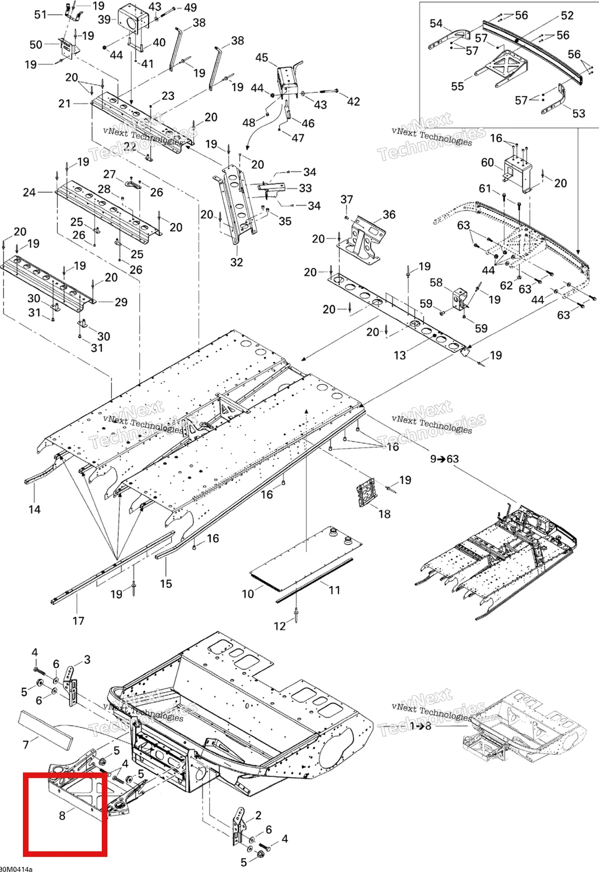 Деталь 518323839 на схеме узла 2004 Ski-Doo Elite 1500 1st Edition Frame
