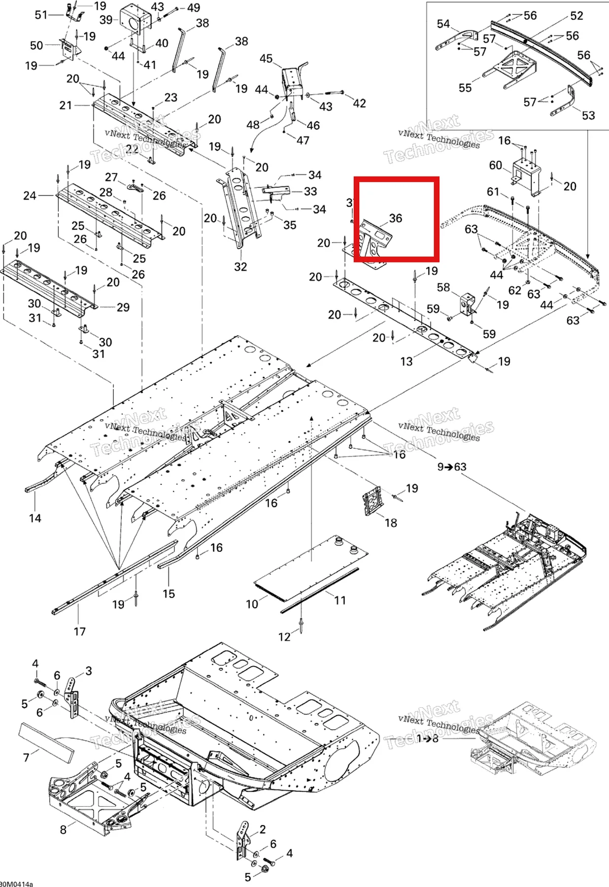 Деталь 518323859 на схеме узла 2004 Ski-Doo Elite 1500 1st Edition Frame