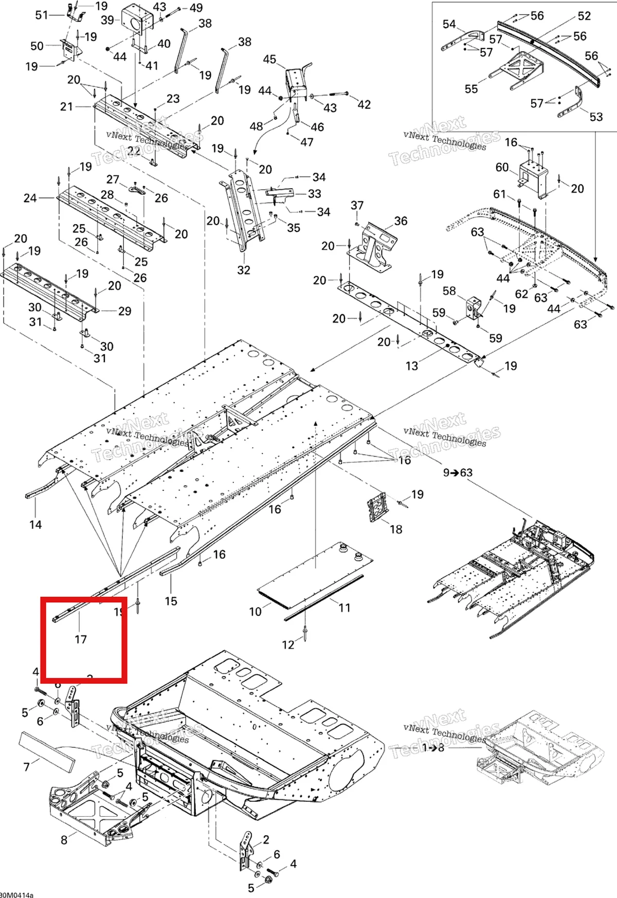 Деталь 518323866 на схеме узла 2004 Ski-Doo Elite 1500 1st Edition Frame