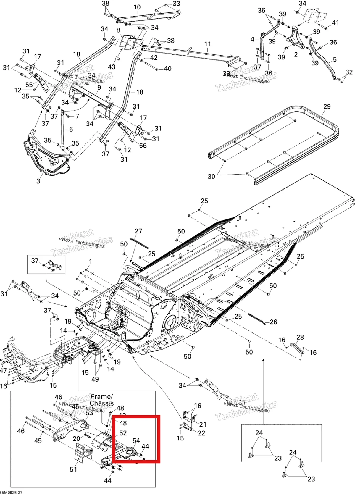 Деталь 518324017 (Деталь Lh Lateral Reinforcement) на схеме узла 2009 Ski-Doo Skandic Tundra LT 550F Frame And Components