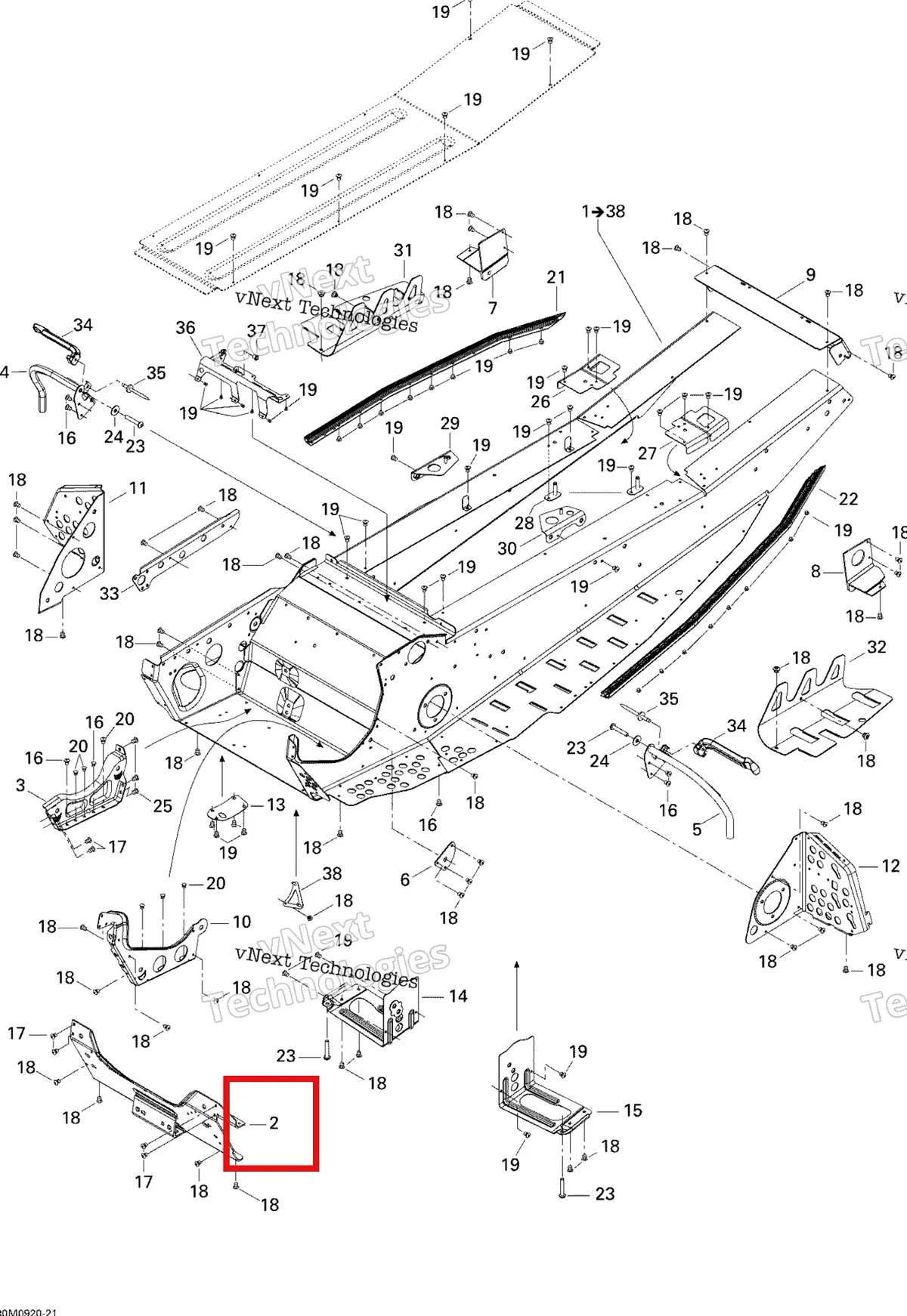 Деталь 518324114 на схеме узла 2009 Ski-Doo GSX Fan Frame