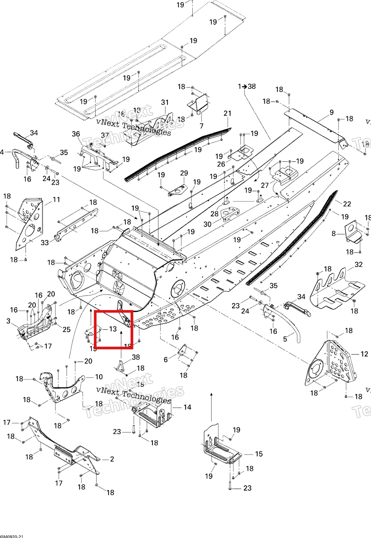 Деталь 518324169 (Пластина) на схеме узла 2009 Ski-Doo GSX Fan Frame