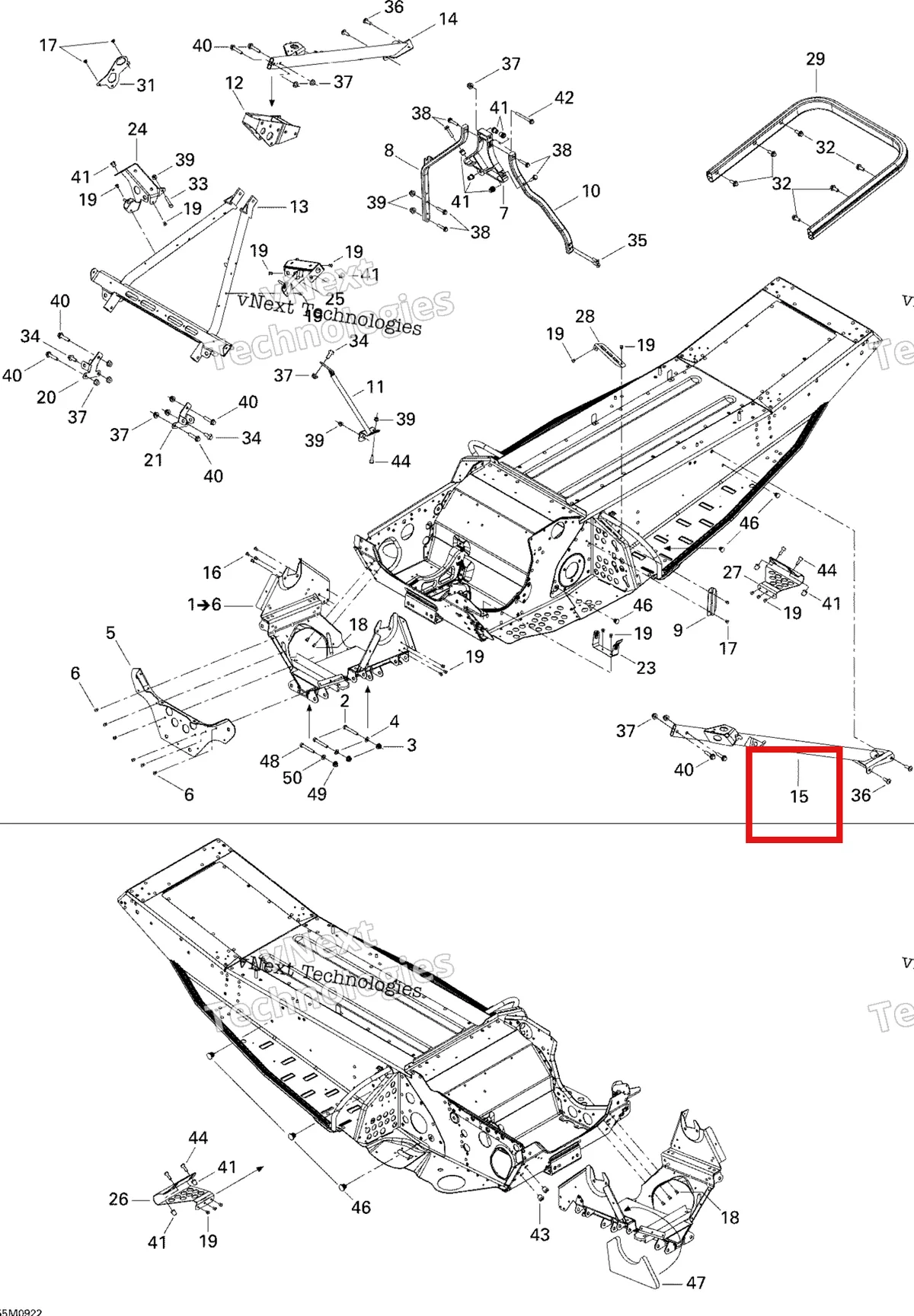 Деталь 518324183 на схеме узла 2009 Ski-Doo GTX Fan Frame And Components