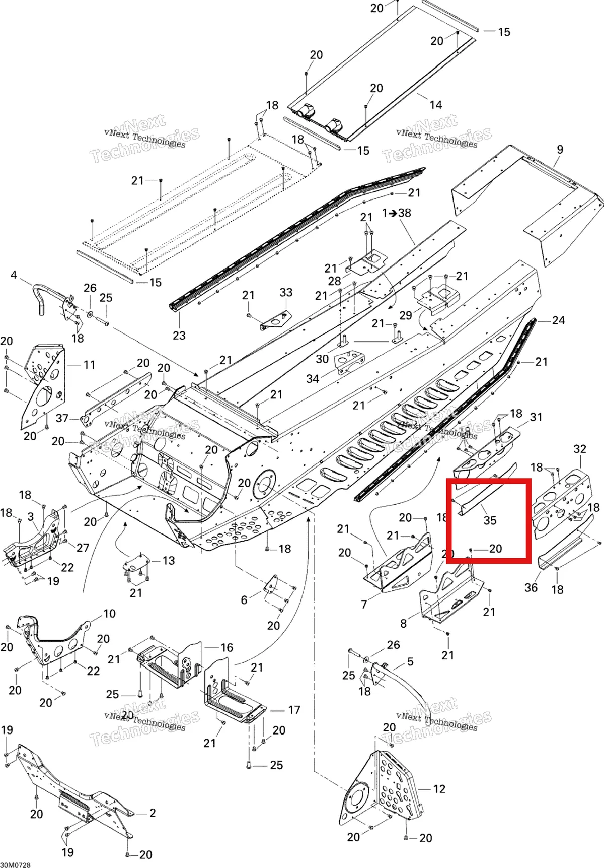 Деталь 518324187 на схеме узла 2007 Ski-Doo Summit X Frame