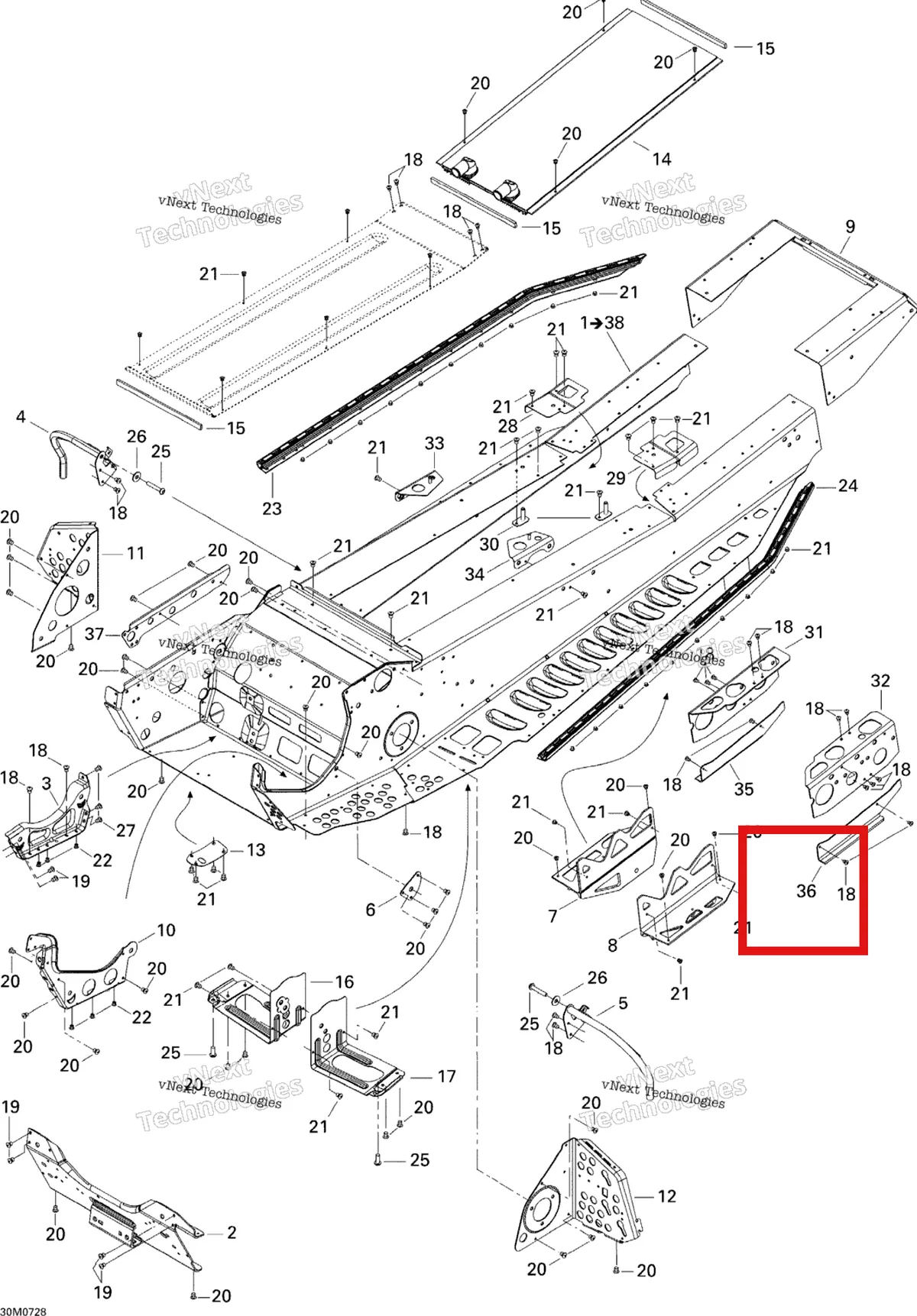 Деталь 518324190 на схеме узла 2007 Ski-Doo Summit X Frame