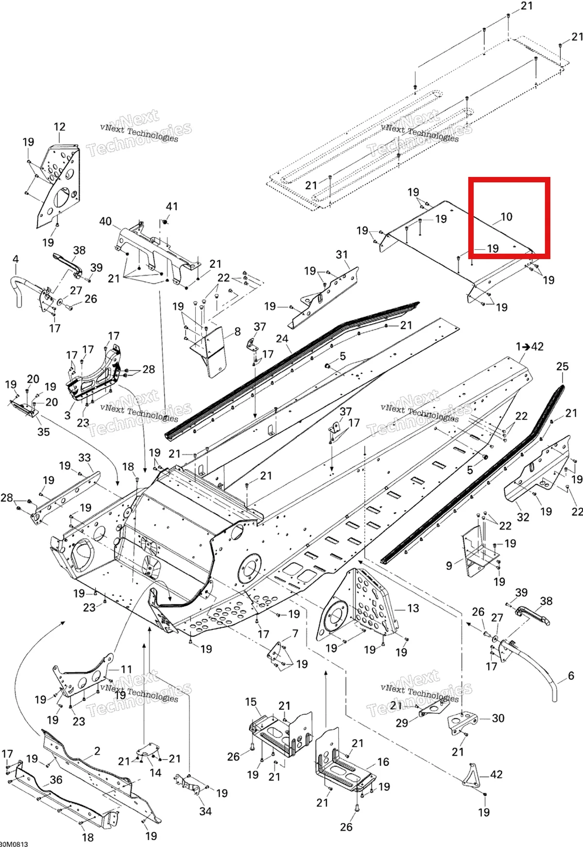 Деталь 518324199 (Деталь Frame Extention) на схеме узла 2008 Ski-Doo Expedition Sport 550F Frame