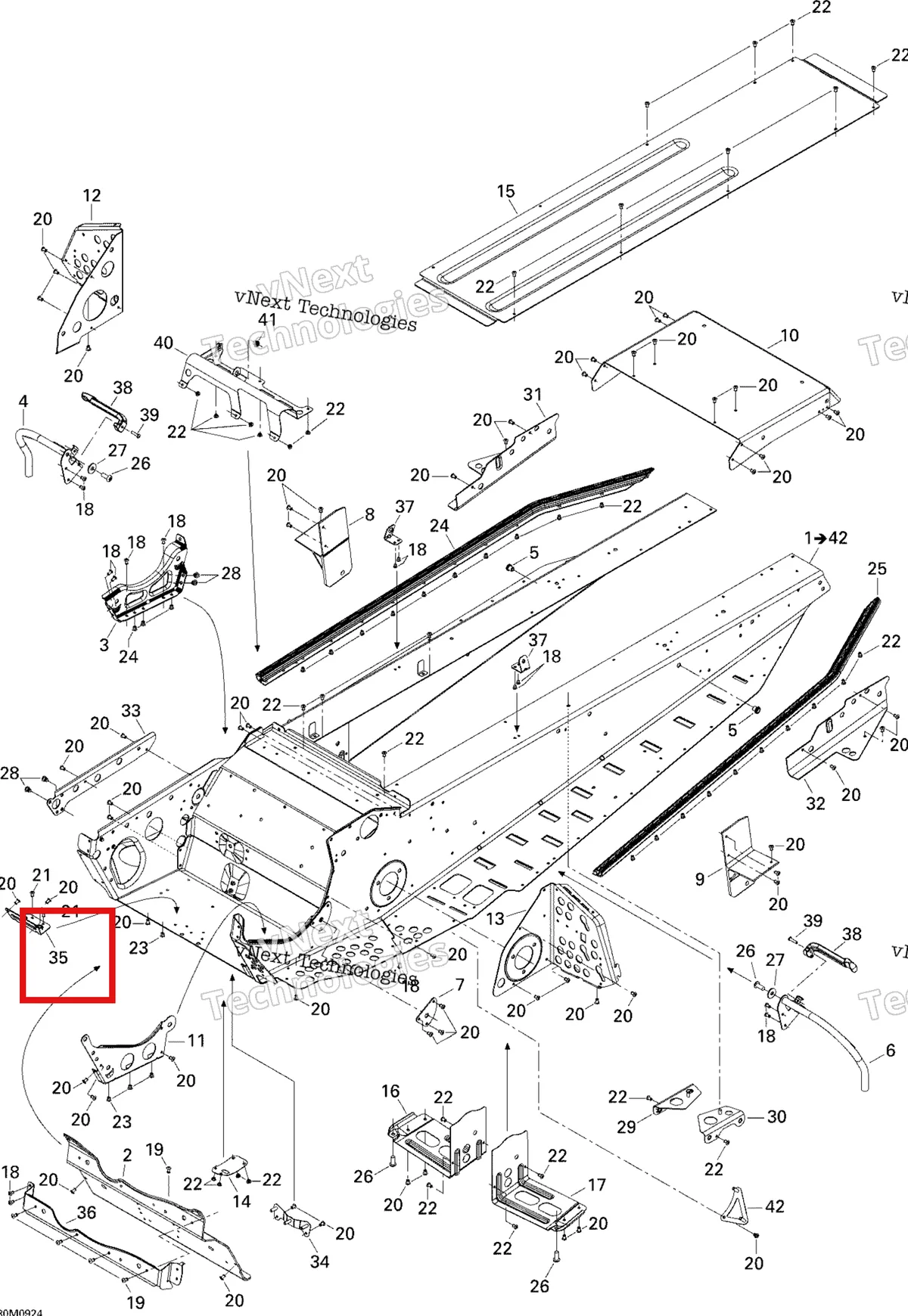 Деталь 518324207 (Деталь Holder Plate) на схеме узла 2009 Ski-Doo Skandic Tundra Frame