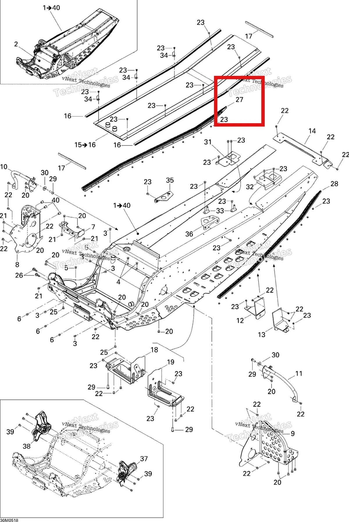 Деталь 518324298 на схеме узла 2005 Ski-Doo Mach Z 1000 SDI Frame