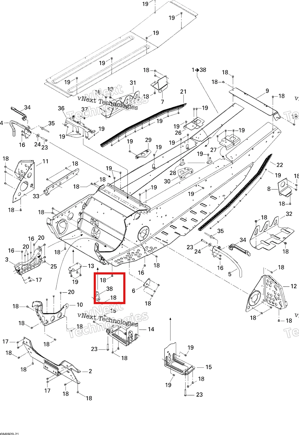 Деталь 518324312 (Крепежная пластина насоса) на схеме узла 2009 Ski-Doo GSX Fan Frame