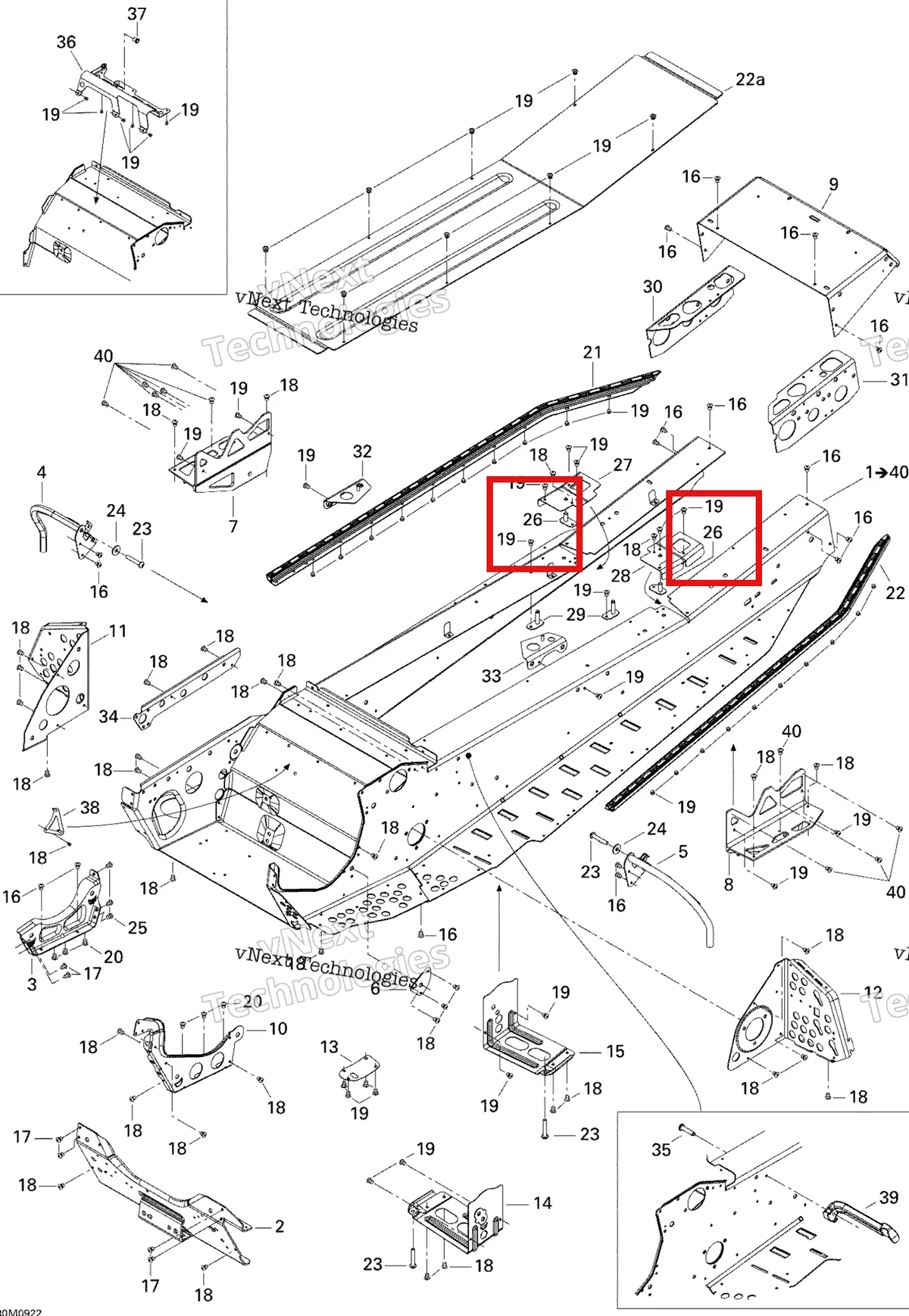 Деталь 518324384 (Держатель) на схеме узла 2009 Ski-Doo GTX Fan Frame