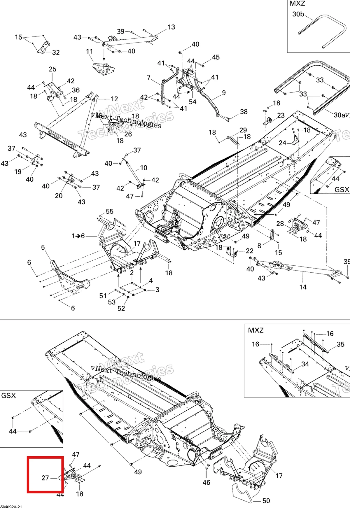 Деталь 518324391 на схеме узла 2009 Ski-Doo GSX Fan Frame And Components