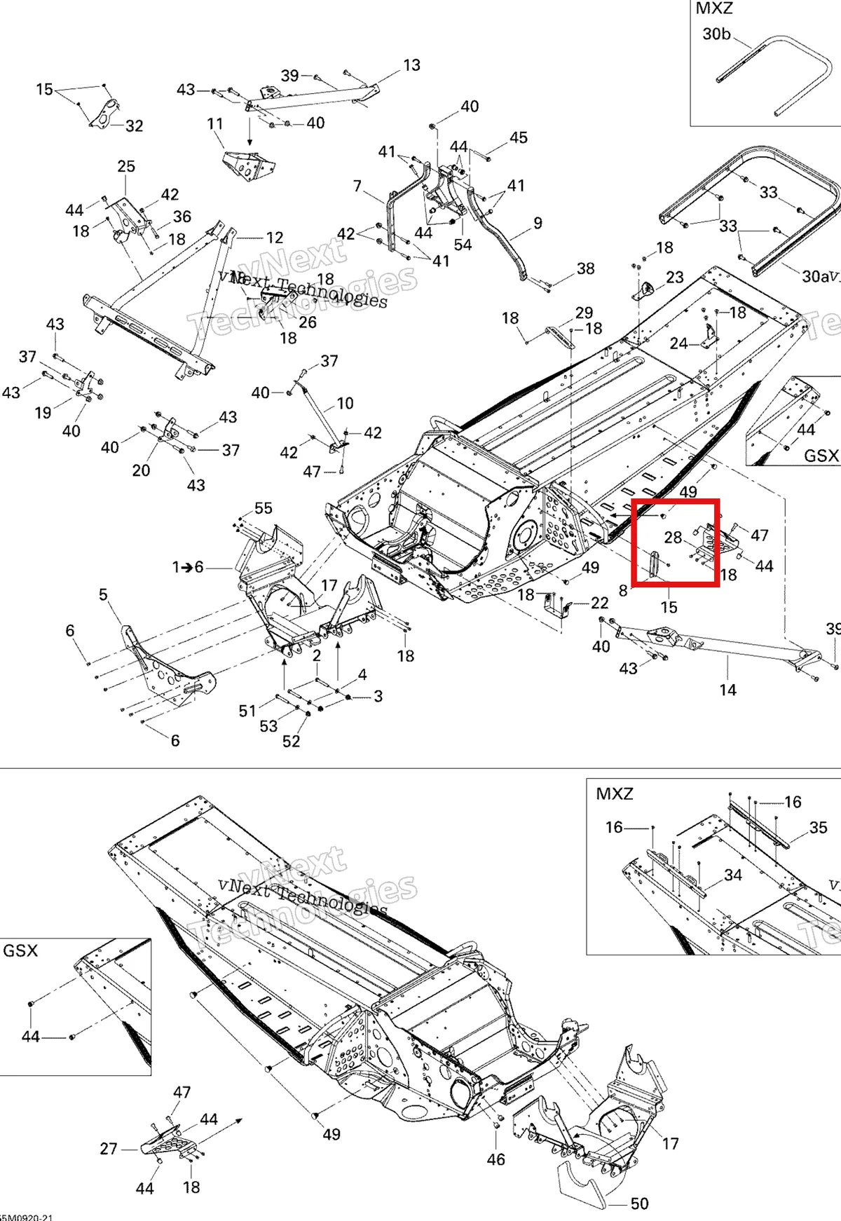 Деталь 518324392 на схеме узла 2009 Ski-Doo GSX Fan Frame And Components