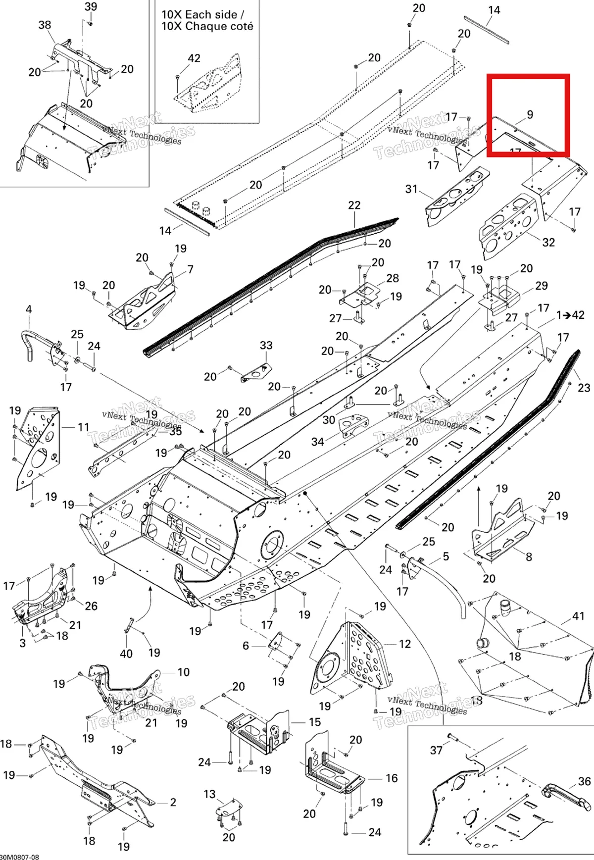 Деталь 518324410 на схеме узла 2008 Ski-Doo GTX LTD 600 HO SDI Frame Ltd
