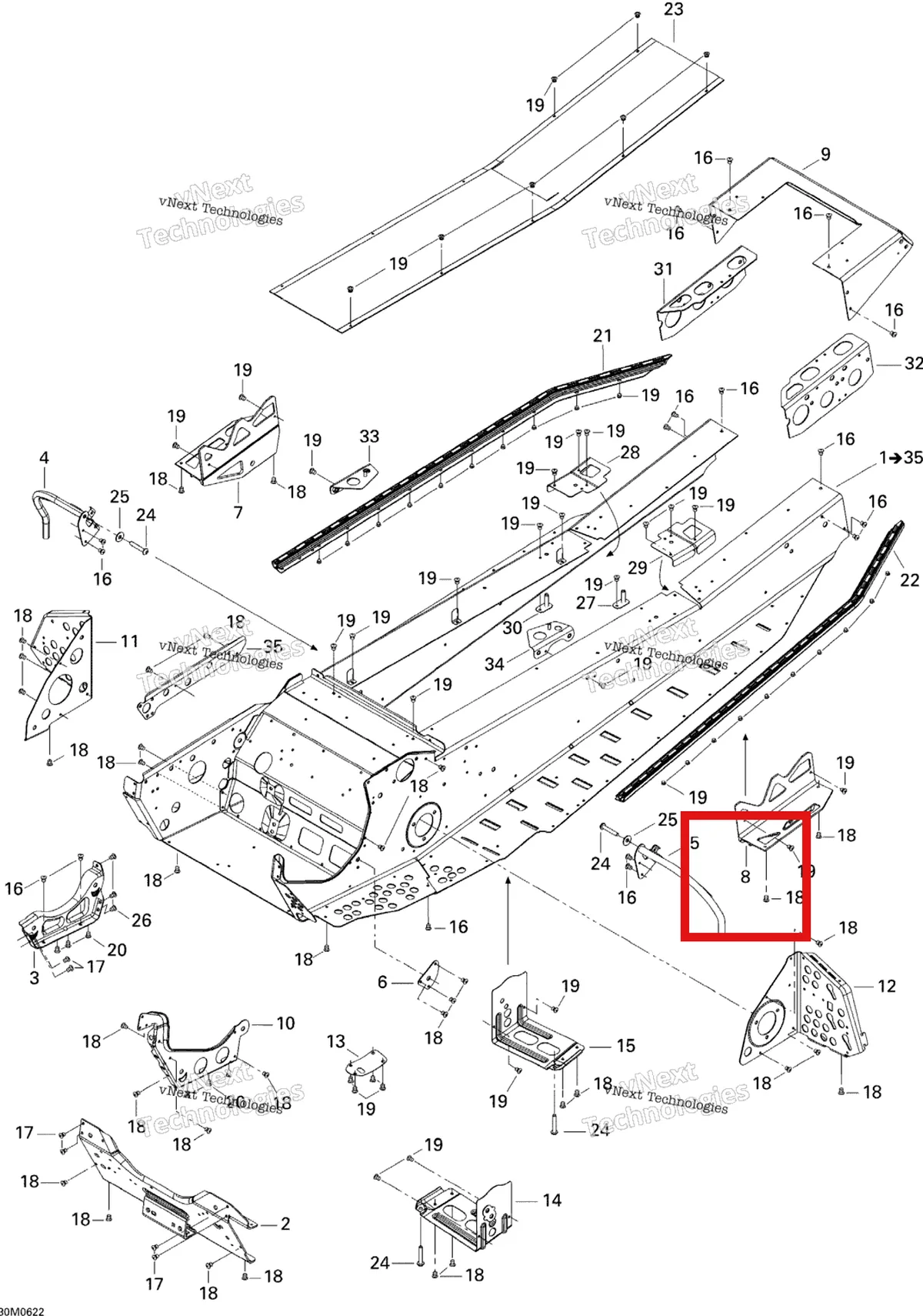 Деталь 518324420 на схеме узла 2006 Ski-Doo Expedition 550F Frame