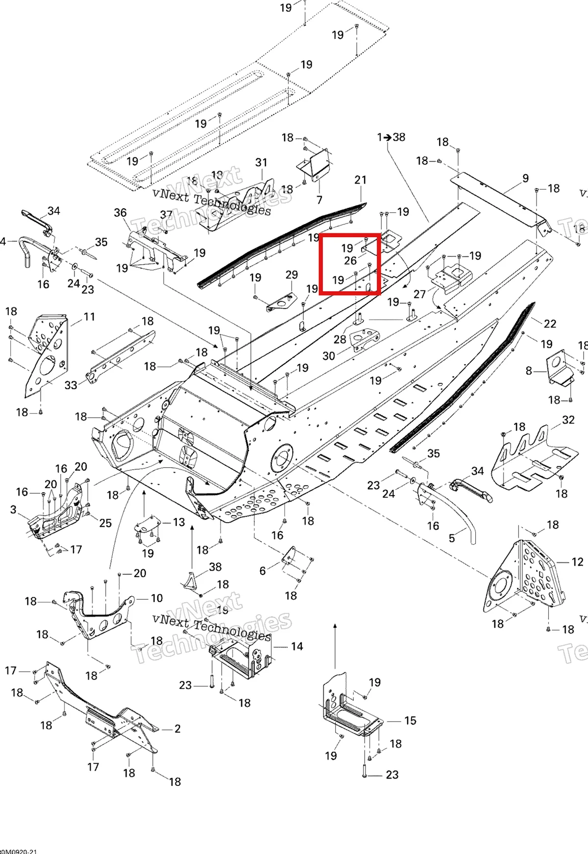 Деталь 518324431 на схеме узла 2009 Ski-Doo GSX Fan Frame