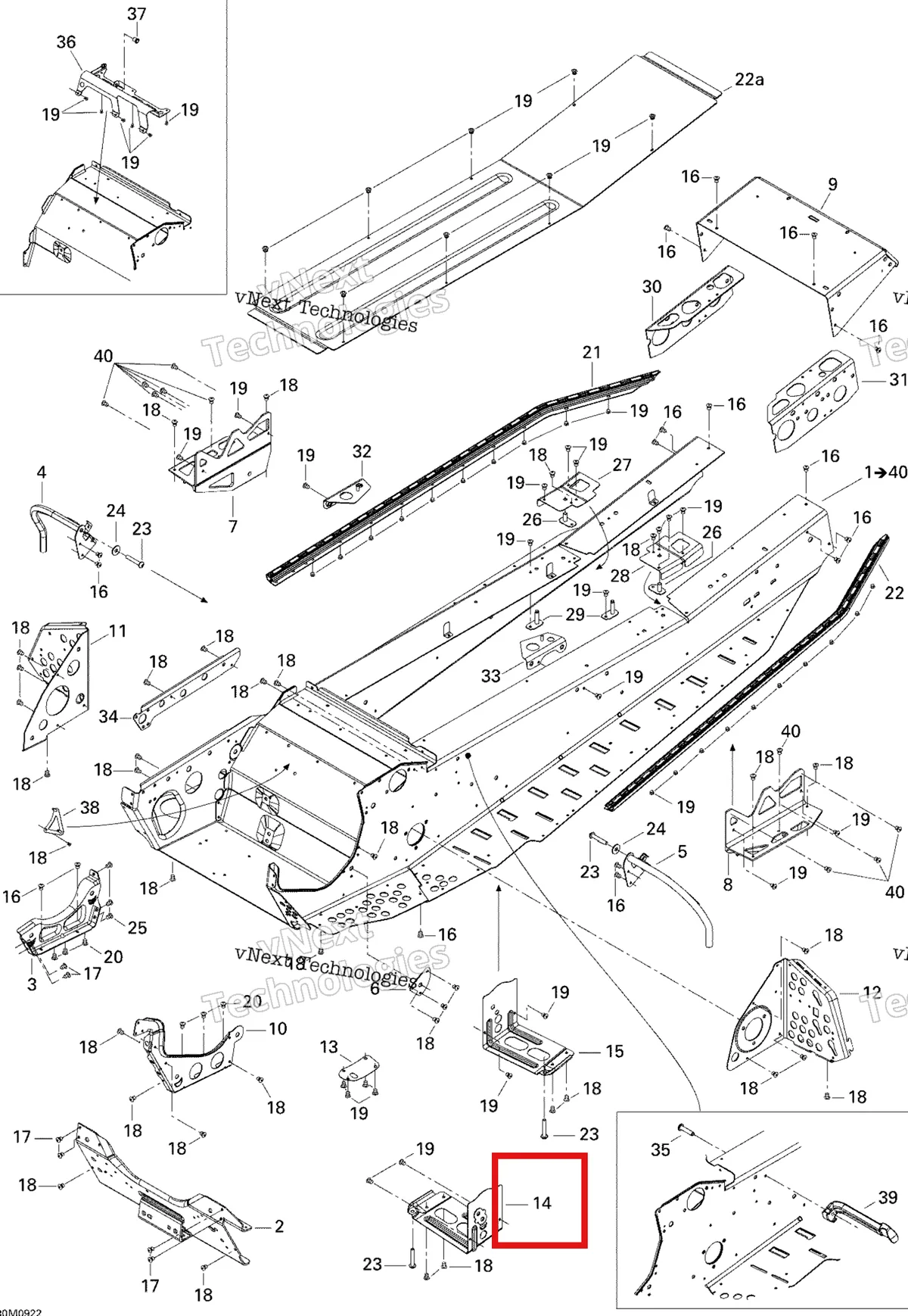Деталь 518324433 на схеме узла 2009 Ski-Doo GTX Fan Frame