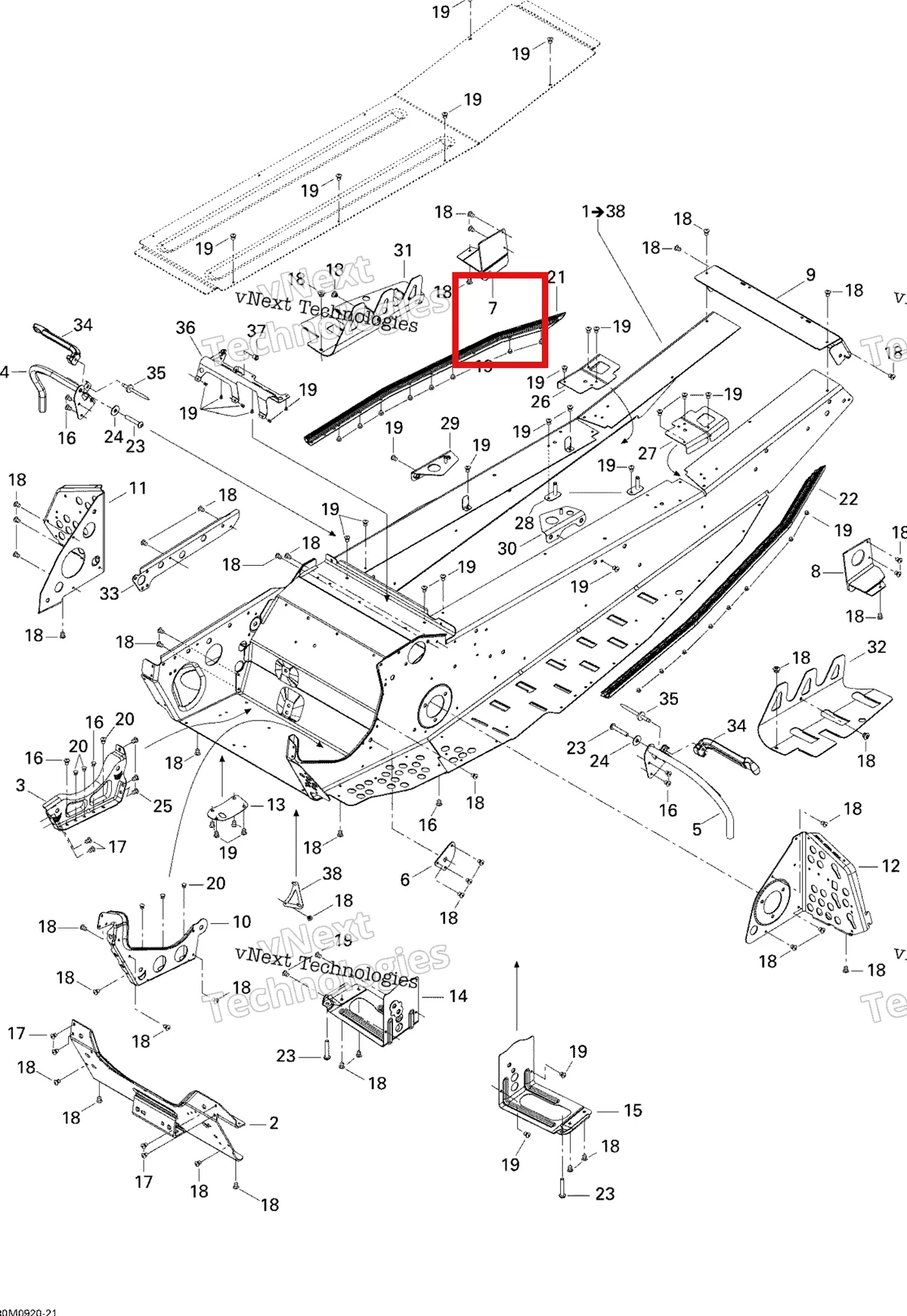 Деталь 518324488 на схеме узла 2009 Ski-Doo GSX Fan Frame