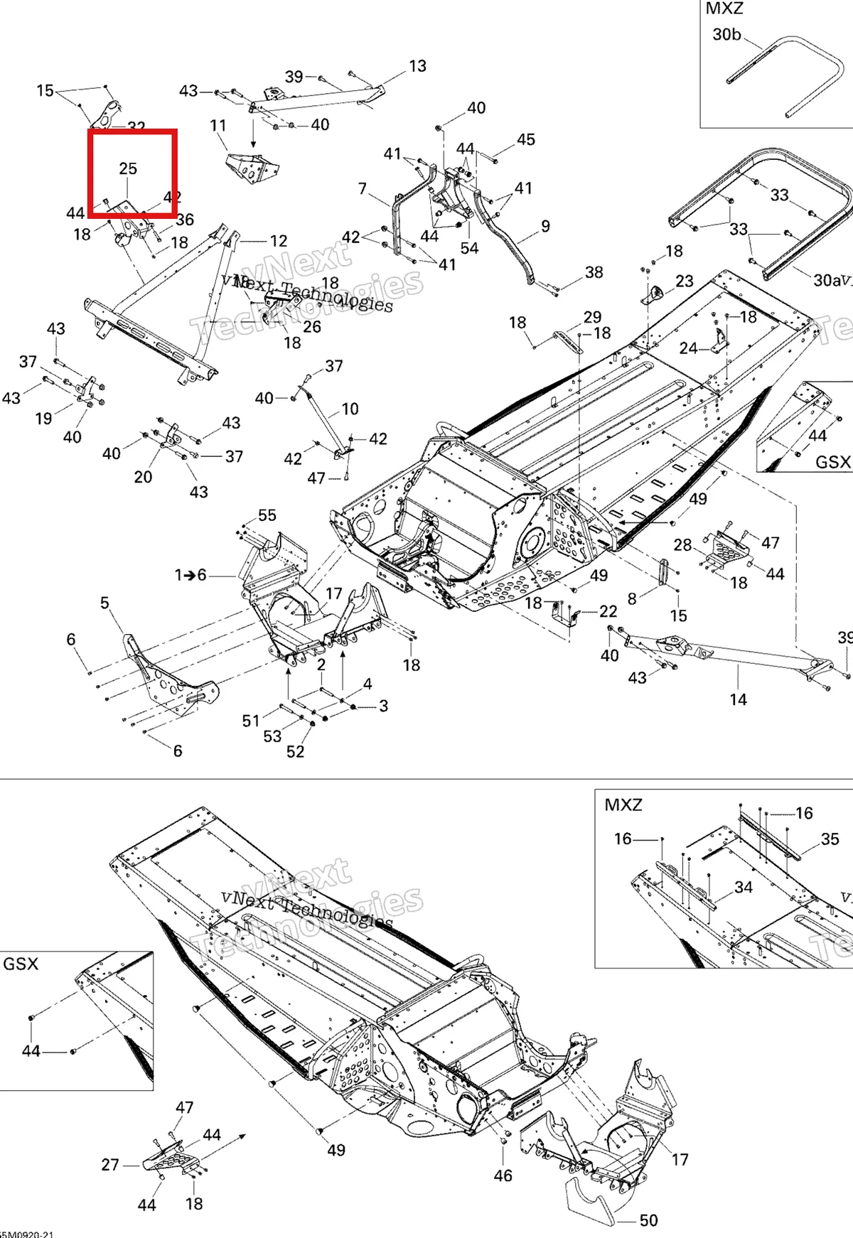 Деталь 518324513 на схеме узла 2009 Ski-Doo GSX Fan Frame And Components