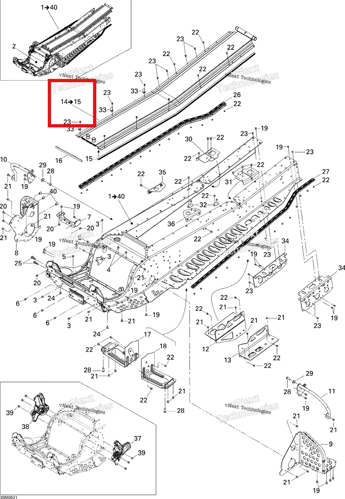 Схема применяемости: Задний радиатор Ski-Doo 518324521