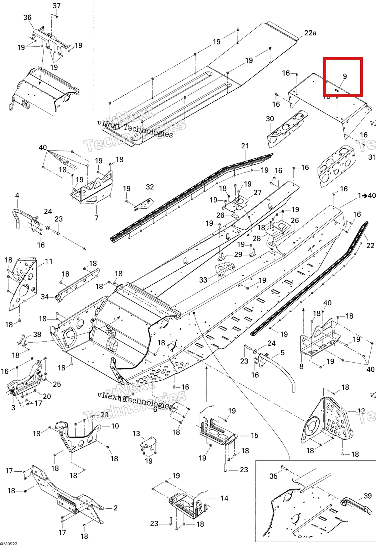 Деталь 518324561 на схеме узла 2009 Ski-Doo GTX Fan Frame