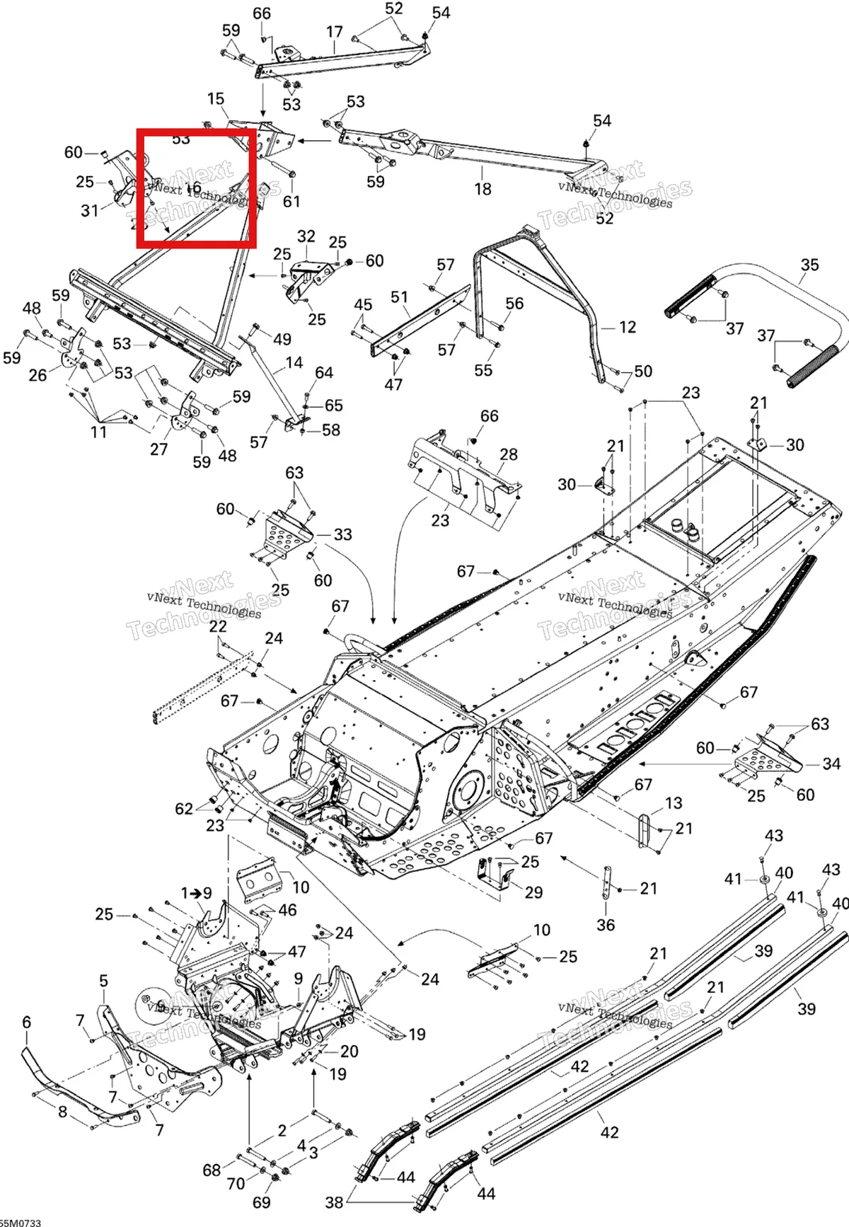 Деталь 518324574 на схеме узла 2007 Ski-Doo MX Z 440X Racing Frame And Components