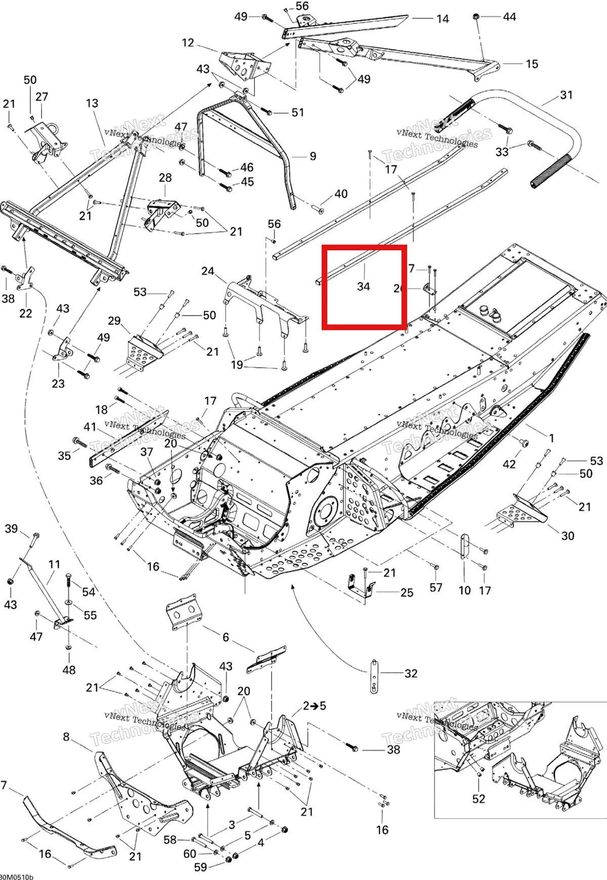 Деталь 518324585 на схеме узла 2005 Ski-Doo MX Z X 440 Racing Frame And Components