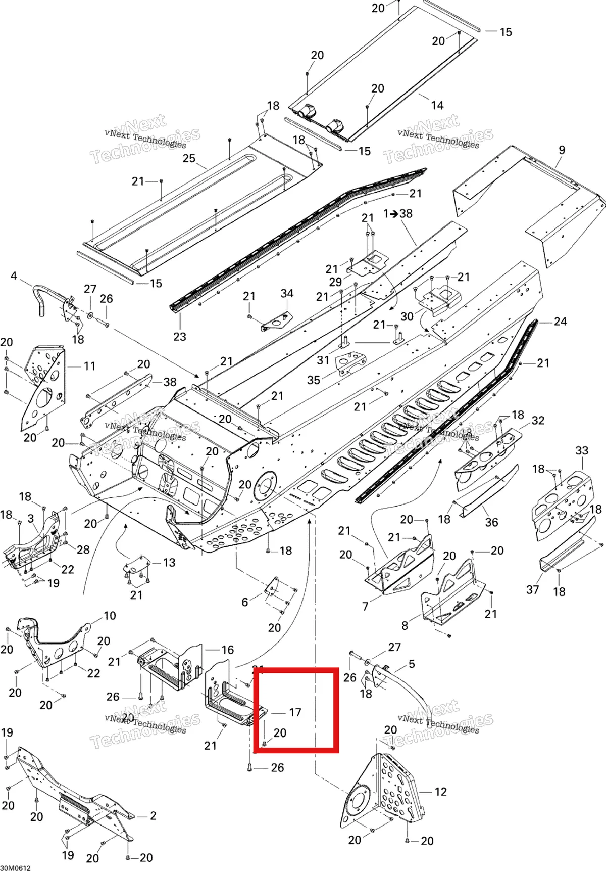 Деталь 518324629 на схеме узла 2006 Ski-Doo Summit 600 HO SDI, Adrenaline Frame 600Ho