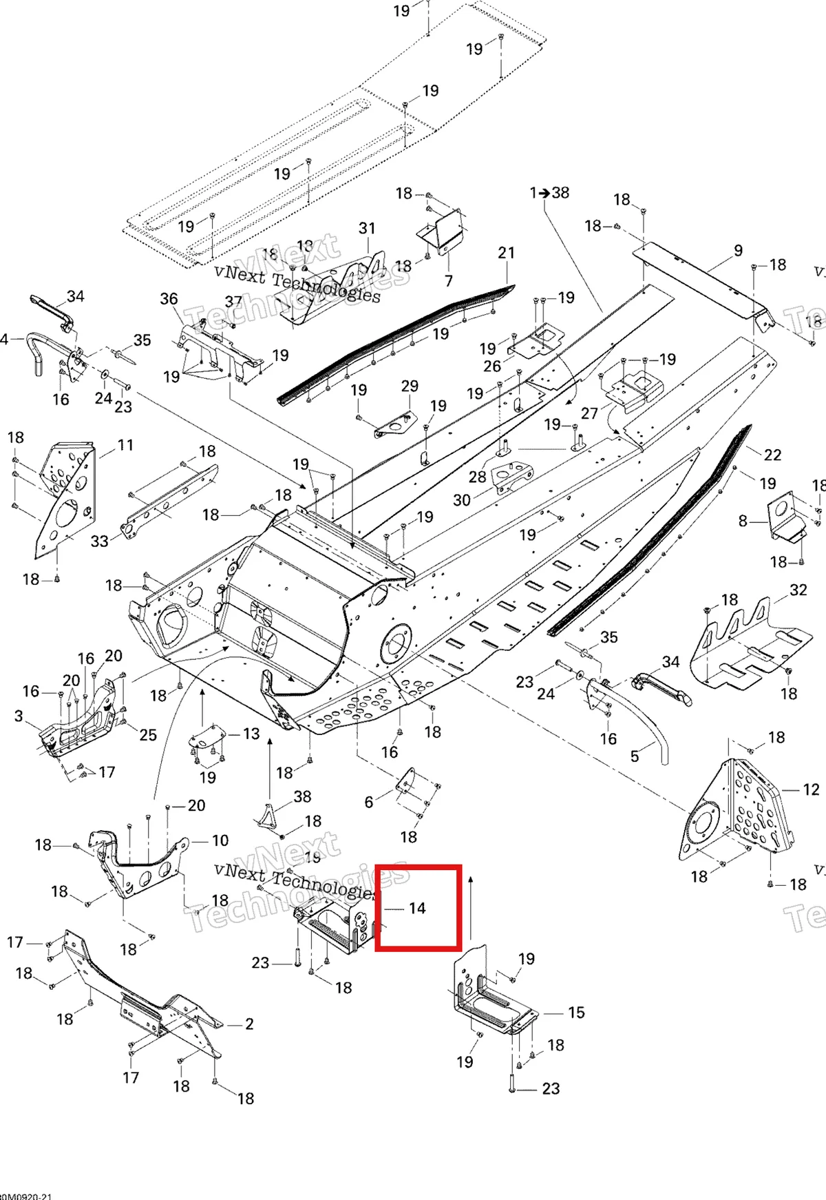 Деталь 518324634 на схеме узла 2009 Ski-Doo GSX Fan Frame