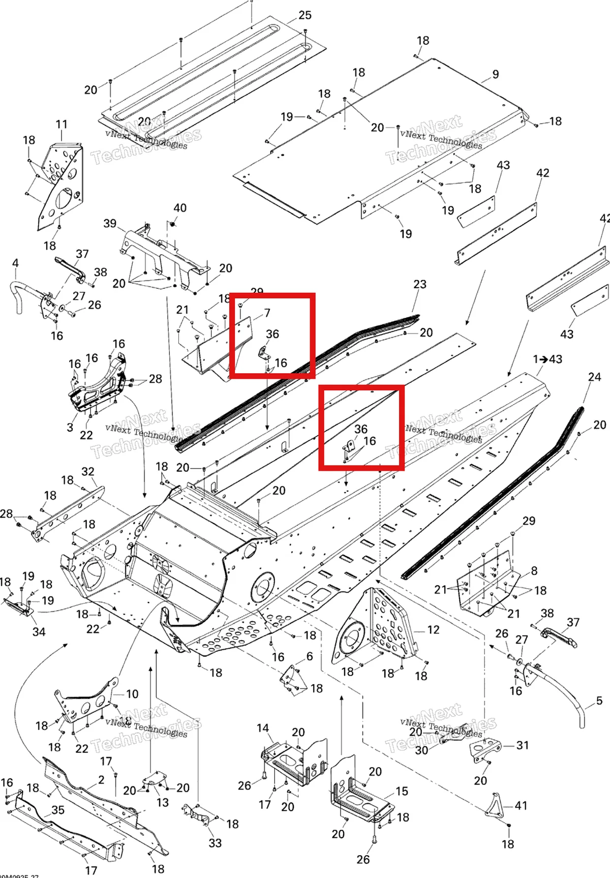 Деталь 518324688 (Деталь Trunk Bracket) на схеме узла 2009 Ski-Doo Skandic Tundra LT 550F Frame