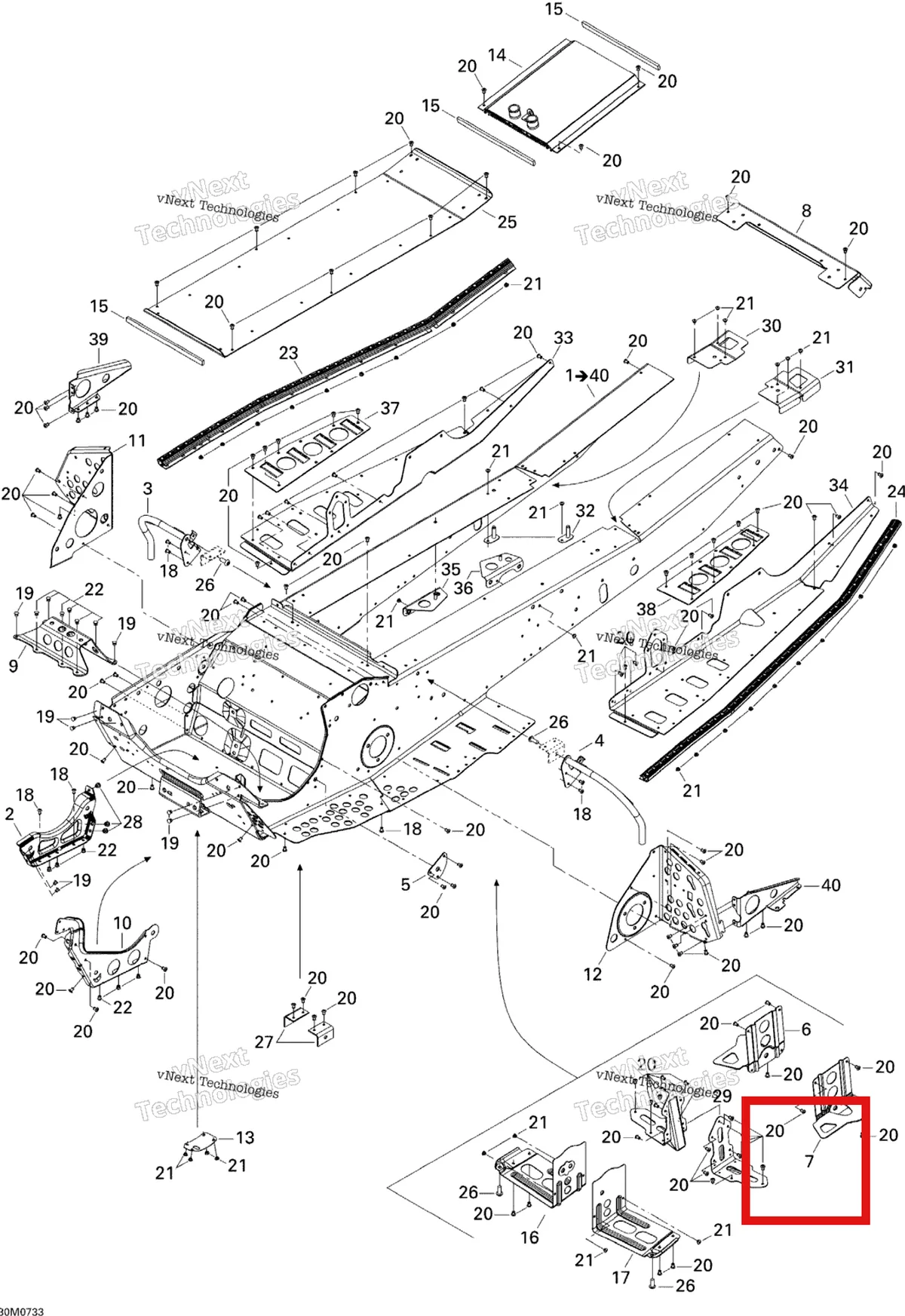 Деталь 518324704 на схеме узла 2007 Ski-Doo MX Z 440X Racing Frame