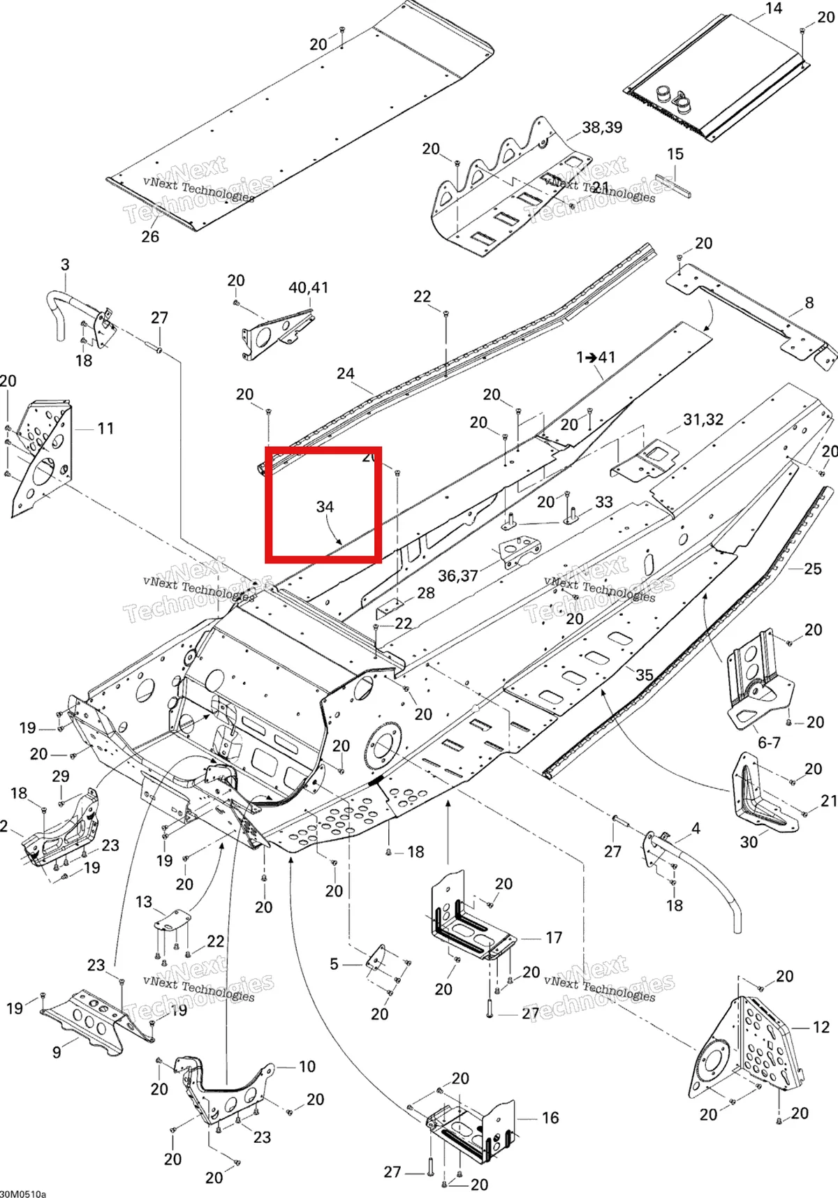 Деталь 518324710 на схеме узла 2005 Ski-Doo MX Z X 440 Racing Frame