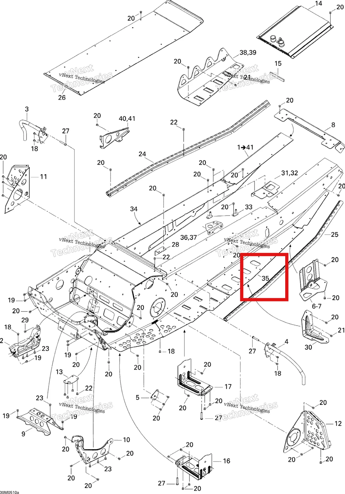 Деталь 518324711 на схеме узла 2005 Ski-Doo MX Z X 440 Racing Frame